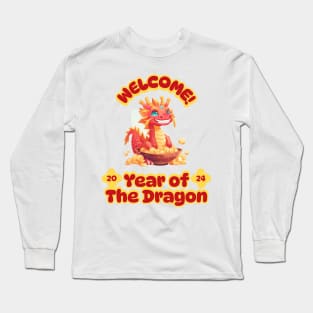 Welcome! Year of the Dragon: Playful Chinese Dragon in Treasured Colors Long Sleeve T-Shirt